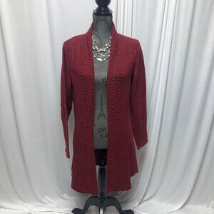 Vicki Wayne Cardigan Womens Size Medium Maroon Open Front Sweater